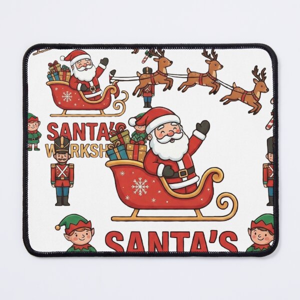 Item preview, Cute Cartoon Santa's Workshop with Elves & Sleigh - Kids Christmas designed and sold by BeYourOwnHero.