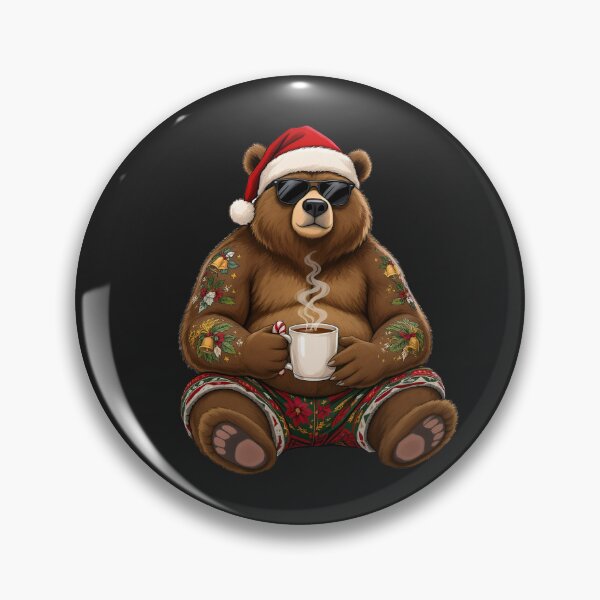 Item preview, Christmas Bear – Cozy Tattoo Holiday Vibes | Festive Bear with Hot Cocoa & Holiday Tattoos | Premium Design designed and sold by ColorSplash123.