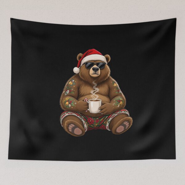 Item preview, Christmas Bear – Cozy Tattoo Holiday Vibes | Festive Bear with Hot Cocoa & Holiday Tattoos | Premium Design designed and sold by ColorSplash123.
