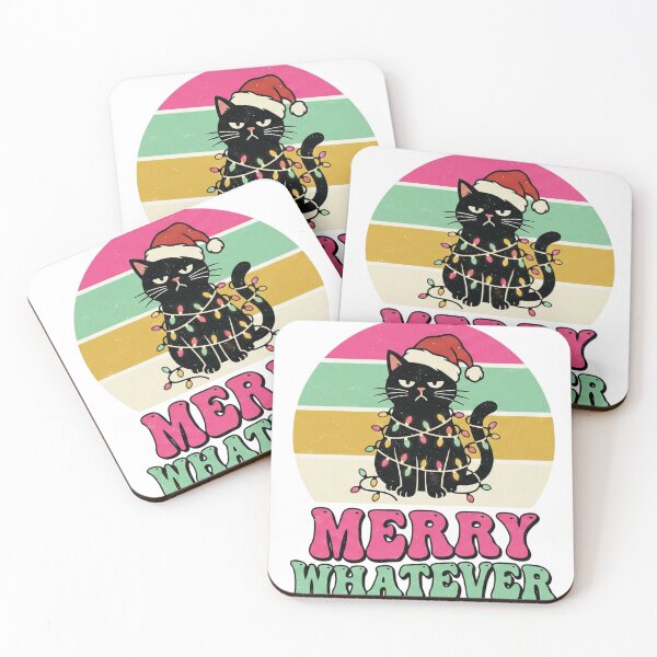 Item preview, Merry Whatever Funny Grumpy Black Cat Retro Christmas designed and sold by shellymope.