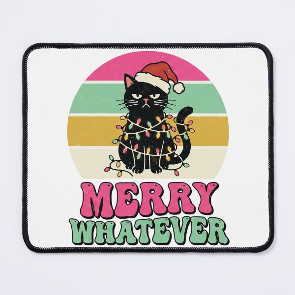 Item preview, Merry Whatever Funny Grumpy Black Cat Retro Christmas designed and sold by shellymope.