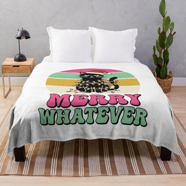 Item preview, Merry Whatever Funny Grumpy Black Cat Retro Christmas designed and sold by shellymope.