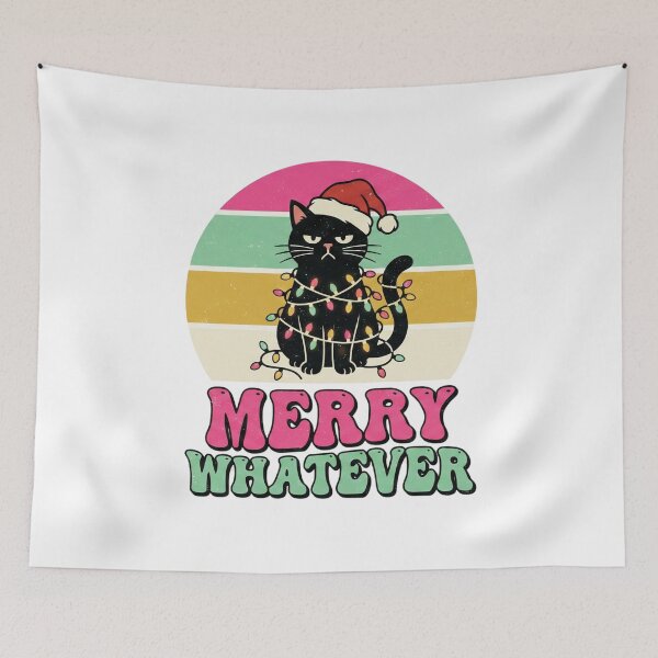 Item preview, Merry Whatever Funny Grumpy Black Cat Retro Christmas designed and sold by shellymope.