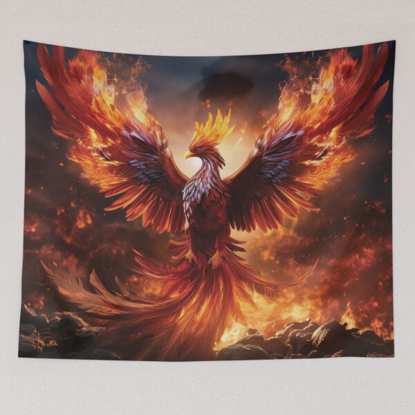Item preview, Majestic Fire Phoenix Rising from the Flames – Epic Fantasy Mythical Bird Artwork designed and sold by MDKey DESIGN.