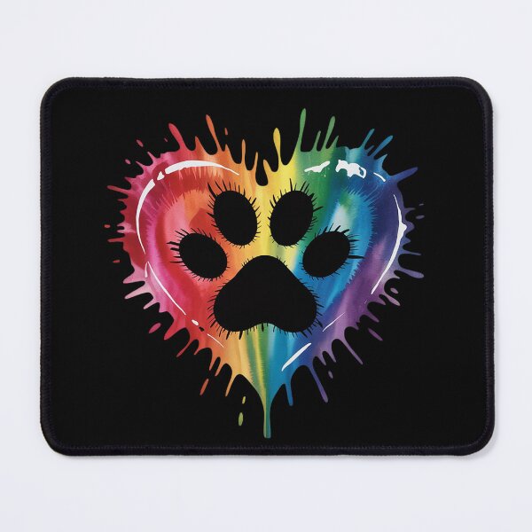 Item preview, Rainbow Pawprint - dog paw print design with colorful heart designed and sold by InspiredFoul.
