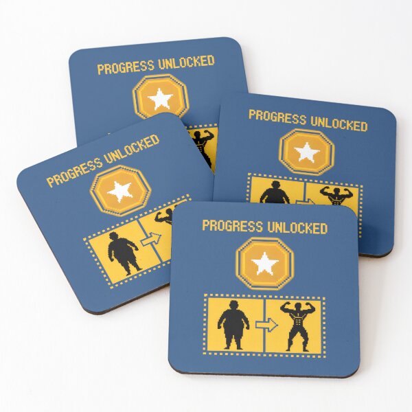 Item preview, Progress Unlocked Pixel Art Fitness Transformation Motivation Design designed and sold by SplashTastic.
