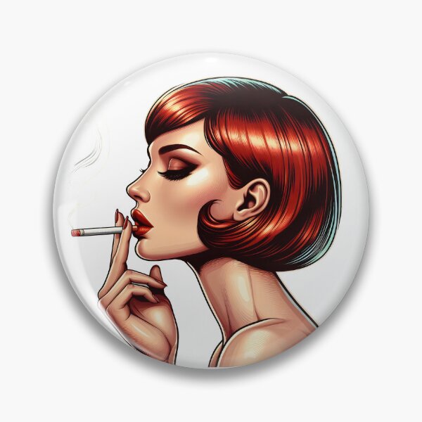 Artikelvorschau, Stilvolle rothaarige Frau raucht im Retro-Pop-Art-Stil. entworfen und verkauft von Spark2Seduction.