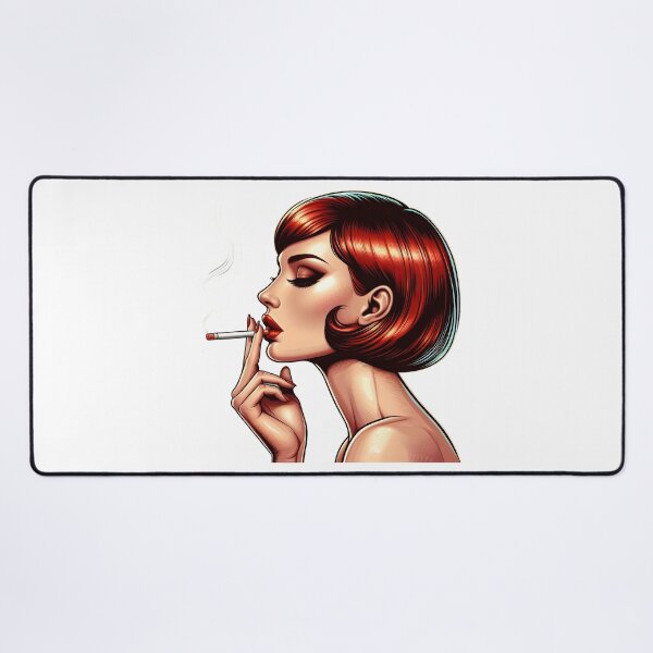 Item preview, Stylish Redhead Woman Smoking in Retro Pop Art Style. designed and sold by Spark2Seduction.