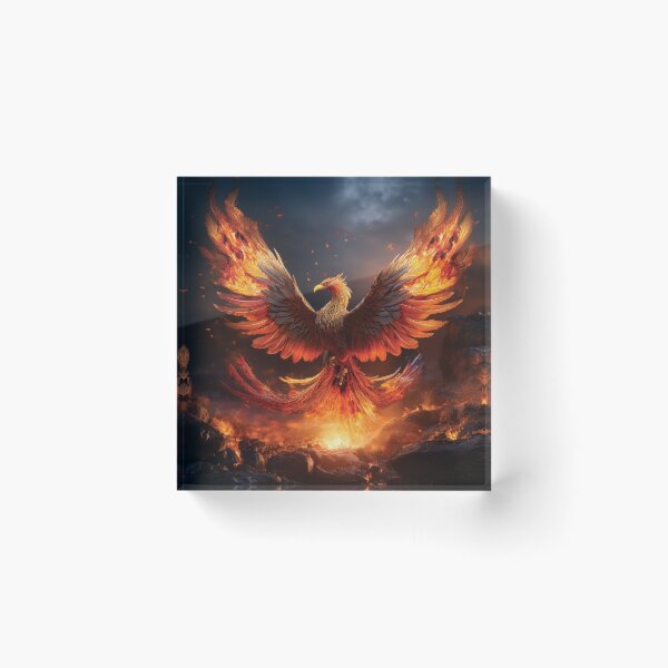 Item preview, Flaming Phoenix with Burning Wings – Dynamic Fantasy Firebird Illustration designed and sold by MDKey DESIGN.