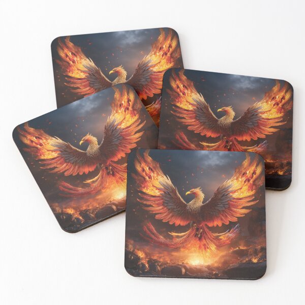Item preview, Flaming Phoenix with Burning Wings – Dynamic Fantasy Firebird Illustration designed and sold by MDKey DESIGN.