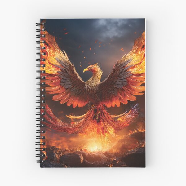 Artikelvorschau, Flammender Phönix mit brennenden Flügeln – Dynamische Fantasy-Feuervogel-Illustration entworfen und verkauft von MDKey DESIGN.