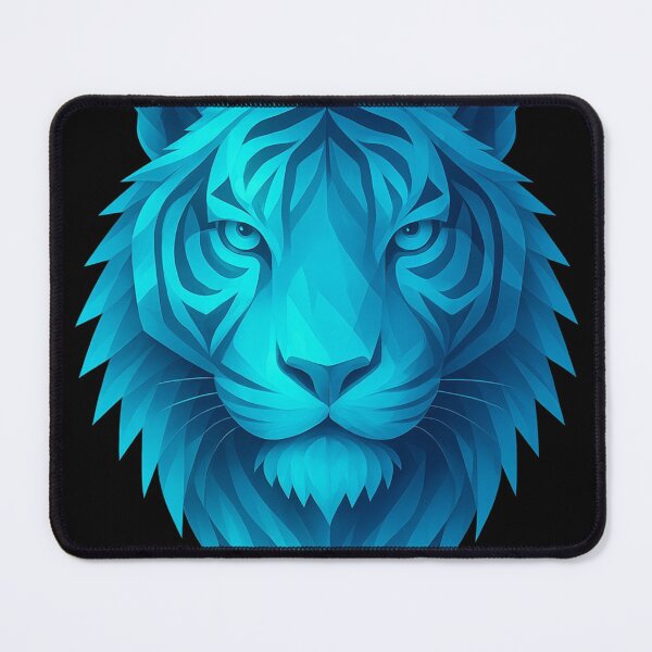 Item preview, Neon Crystal Tiger Head | Blue Geometric Tiger Art | Cyberpunk Animal Design | Glow Tiger Wall Art designed and sold by GoldenDreamGallery.