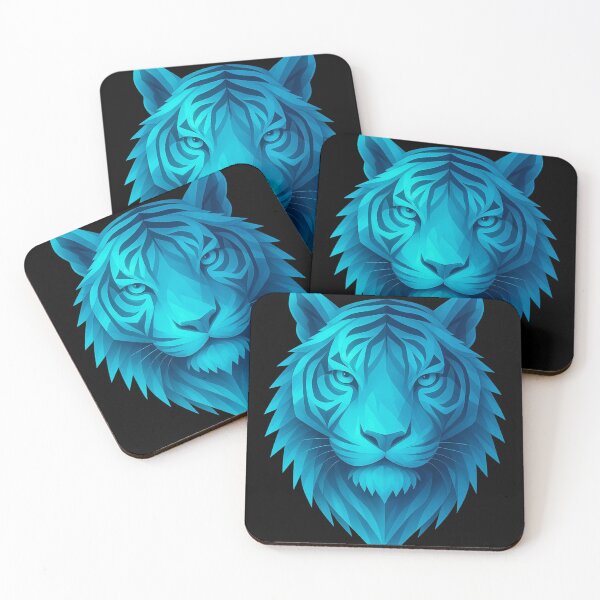 Item preview, Neon Crystal Tiger Head | Blue Geometric Tiger Art | Cyberpunk Animal Design | Glow Tiger Wall Art designed and sold by GoldenDreamGallery.