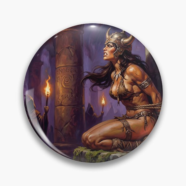 Artikelvorschau, Illustration im Fantasy-Stil: Barbarin, gefangen genommen von bösen Druidenkriegern entworfen und verkauft von Vintage Designs +.