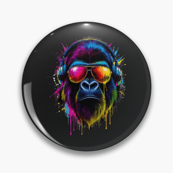 Artikelvorschau, Neon Gorilla – Funk Bass Modus | Futuristische Neon Gorilla-Kunst mit Kopfhörern | Premium-Design entworfen und verkauft von ColorSplash123.