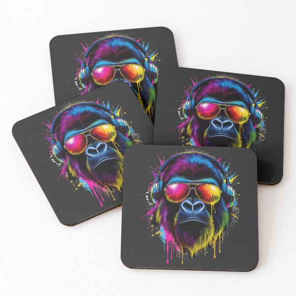Item preview, Neon Gorilla – Funk Bass Mode | Futuristic Neon Gorilla Art with Headphones | Premium Design designed and sold by ColorSplash123.