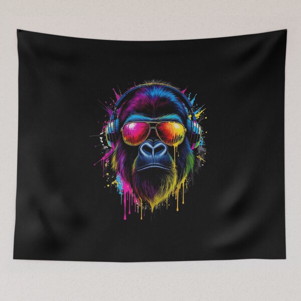 Item preview, Neon Gorilla – Funk Bass Mode | Futuristic Neon Gorilla Art with Headphones | Premium Design designed and sold by ColorSplash123.