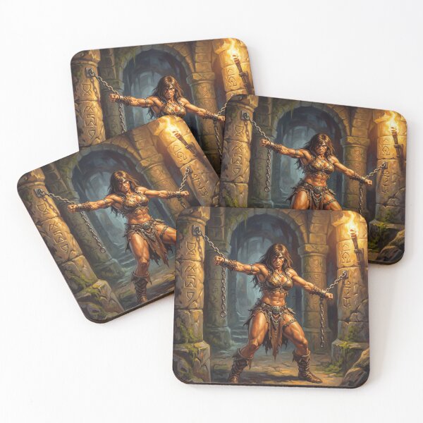 Item preview, Ilustración de una mujer bárbara encadenada en un templo del desierto, estilo de arte fantástico. designed and sold by Vintage Designs +.
