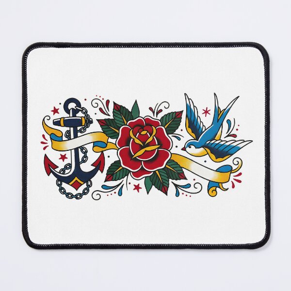 Item preview, Anchor Rose & Swallow – Classic Traditional Tattoo Design designed and sold by Tattee.