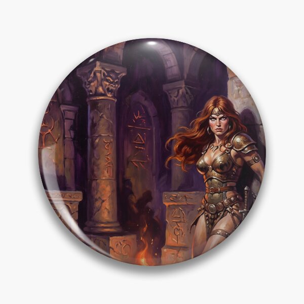 Artikelvorschau, Illustration im Fantasy-Stil: Barbarin angekettet in einem Wüstentempel entworfen und verkauft von Vintage Designs +.