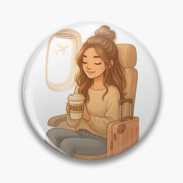 Artikelvorschau, Cozy Airplane Coffee Travel Girl Illustration entworfen und verkauft von Nestify-MN.