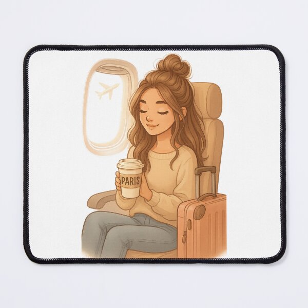 Item preview, Cozy Airplane Coffee Travel Girl Illustration designed and sold by Nestify-MN.