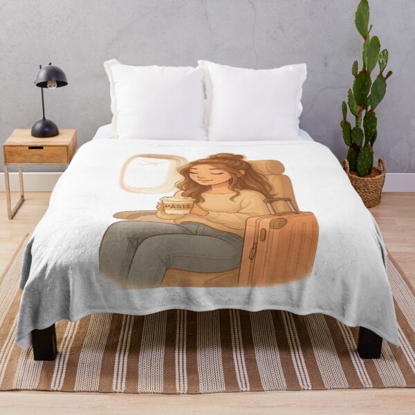 Artikelvorschau, Cozy Airplane Coffee Travel Girl Illustration entworfen und verkauft von Nestify-MN.