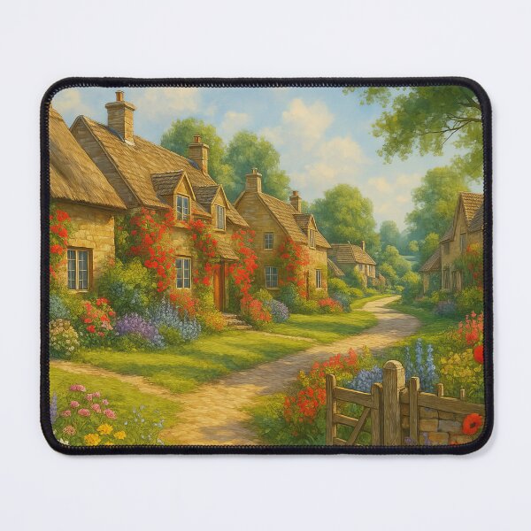 Item preview, Charming Cottage Lane in Full Summer Bloom designed and sold by ArtComixHaven.