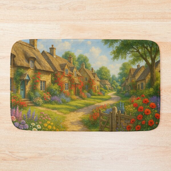 Item preview, Charming Cottage Lane in Full Summer Bloom designed and sold by ArtComixHaven.
