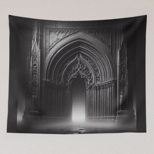 Item preview, Gothic Portal in Black & White – Dark Fine Art Architecture designed and sold by Roberta Calabrese.