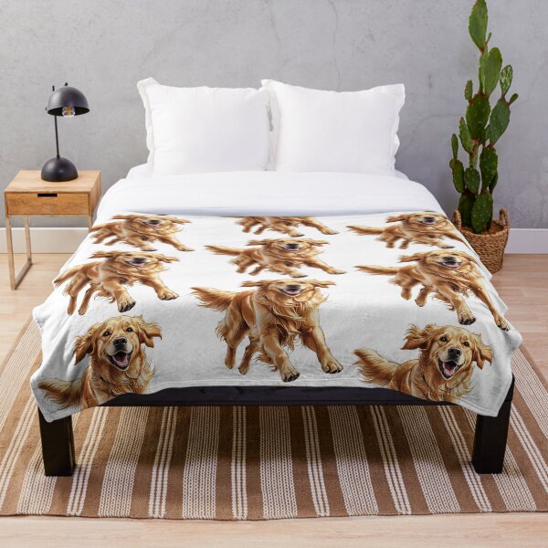 Artikelvorschau, Golden Retriever rennt – Illustration eines glücklich lächelnden Hundes entworfen und verkauft von bestggraphico.