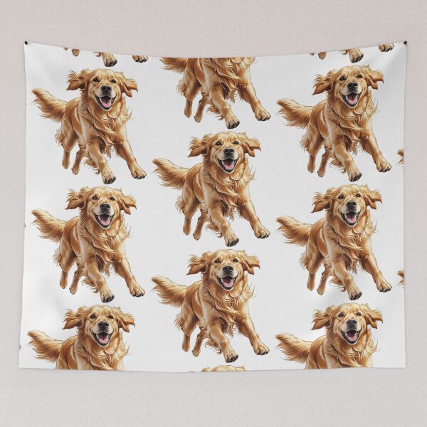 Item preview, Golden Retriever Running Design Happy Smiling Dog Runs Illustration designed and sold by bestggraphico.