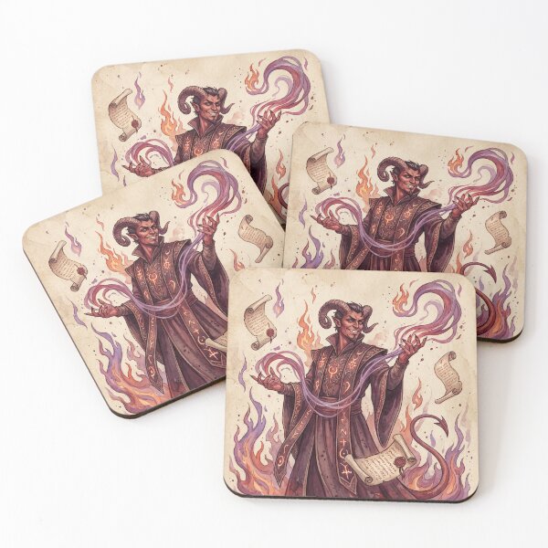 Item preview, Infernal Demonic Warlock fantasy character illustration art designed and sold by Vintage Designs +.