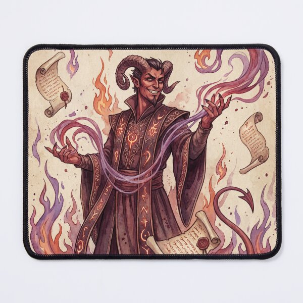 Item preview, Infernal Demonic Warlock fantasy character illustration art designed and sold by Vintage Designs +.