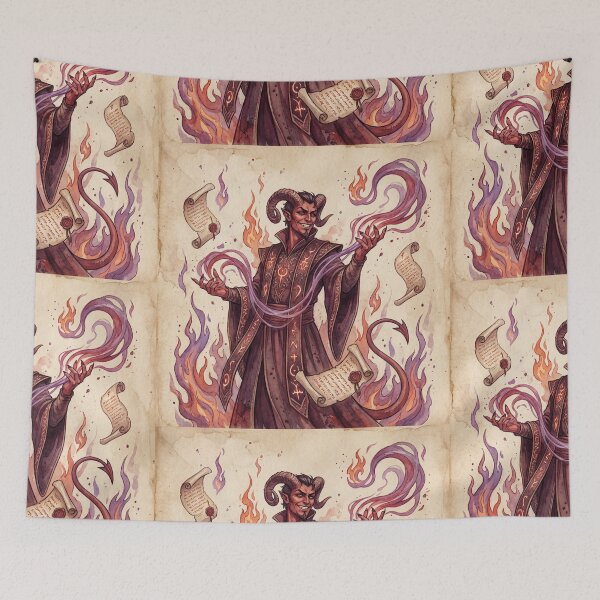 Item preview, Infernal Demonic Warlock fantasy character illustration art designed and sold by Vintage Designs +.