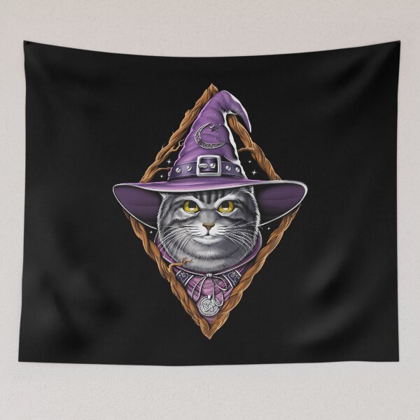 Item preview, Cat Witch Purple Hat Mystic Feline designed and sold by RyanKRaitz.
