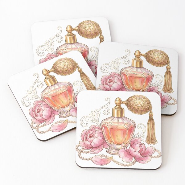 Item preview, Vintage Perfume Bottle with Peonies – Elegant Floral Beauty Art designed and sold by Imaginationbeyond.
