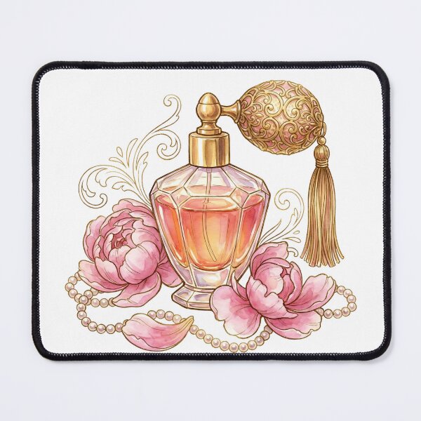 Item preview, Vintage Perfume Bottle with Peonies – Elegant Floral Beauty Art designed and sold by Imaginationbeyond.