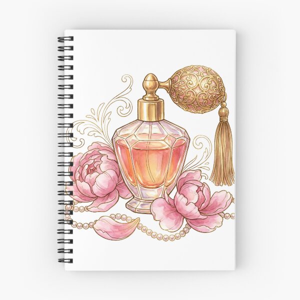 Item preview, Frasco de perfume vintage con peonías: elegante arte floral designed and sold by Imaginationbeyond.