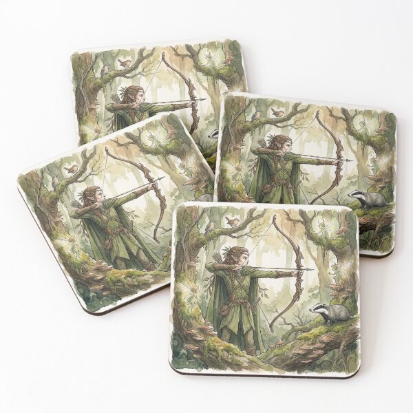 Item preview, Elven archer fantasy artwork illustration designed and sold by Vintage Designs +.