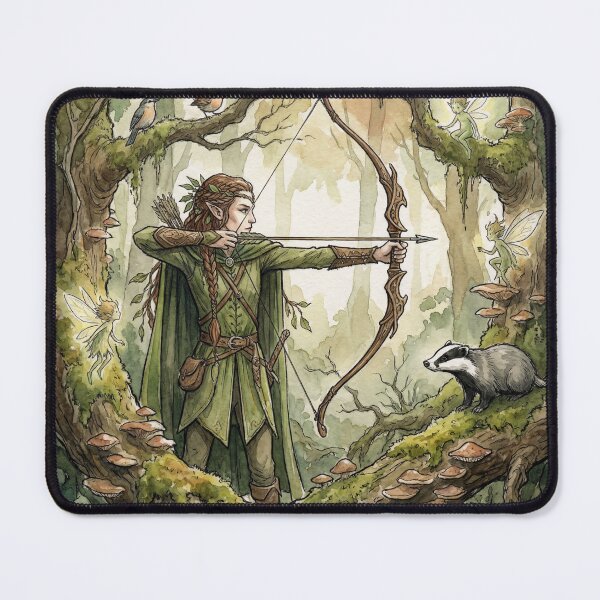 Item preview, Elven archer fantasy artwork illustration designed and sold by Vintage Designs +.