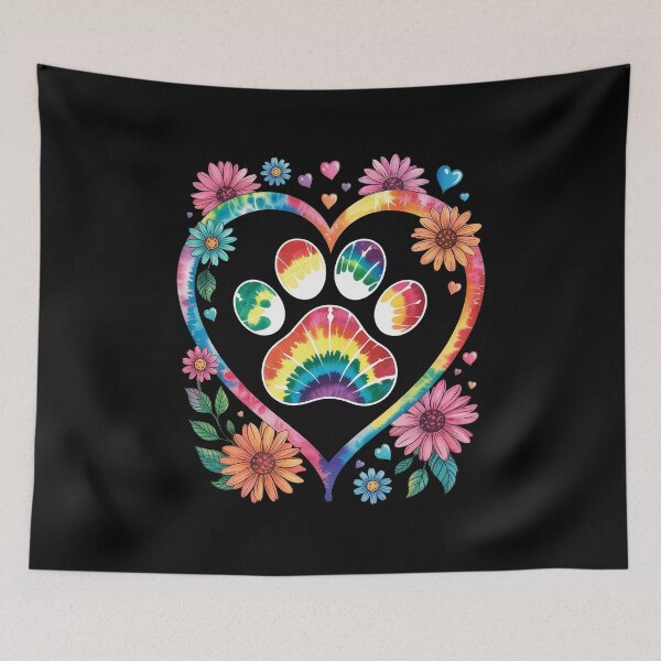 Item preview, Tie Dye Love Dog Paw Print Heart Animal Lover 11  designed and sold by InspiredFoul.