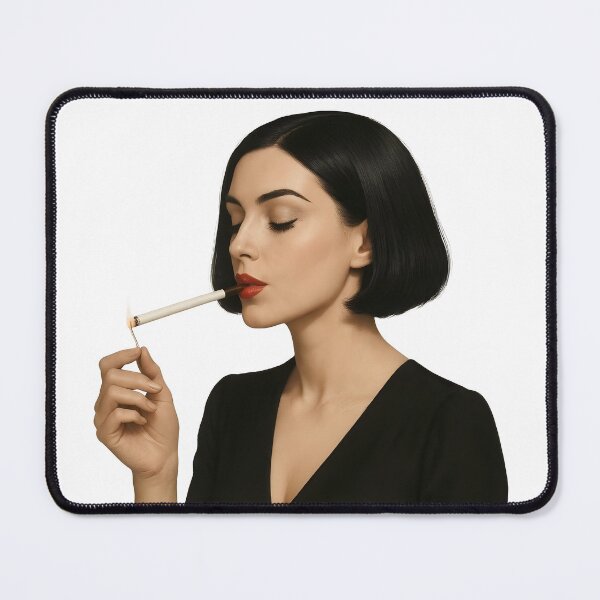 Item preview, Chic Brunette Woman in Black Lighting Cigarette with Elegance. designed and sold by Spark2Seduction.