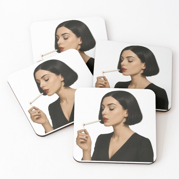 Item preview, Chic Brunette Woman in Black Lighting Cigarette with Elegance. designed and sold by Spark2Seduction.