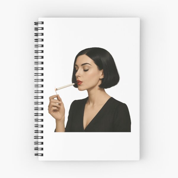 Aperçu de l'œuvre Femme brune chic vêtue de noir allumant une cigarette avec élégance. créée et vendue par Spark2Seduction.