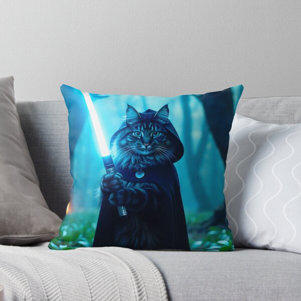 Item preview, Jedi Cat with Lightsaber in Enchanted Forest designed and sold by BadBeaverDesign.