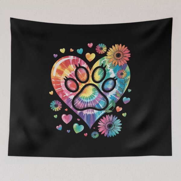 Item preview, Tie Dye Love Dog Paw Print Heart Animal Lover 15  designed and sold by InspiredFoul.