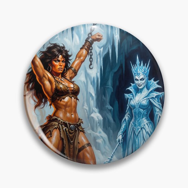 Artikelvorschau, Illustration im Fantasy-Stil: Barbarin, gefangen von einer bösen Eiskönigin entworfen und verkauft von Vintage Designs +.
