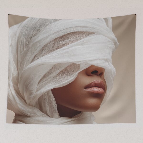 Item preview, Woman wearing a white head scarf designed and sold by anytka.