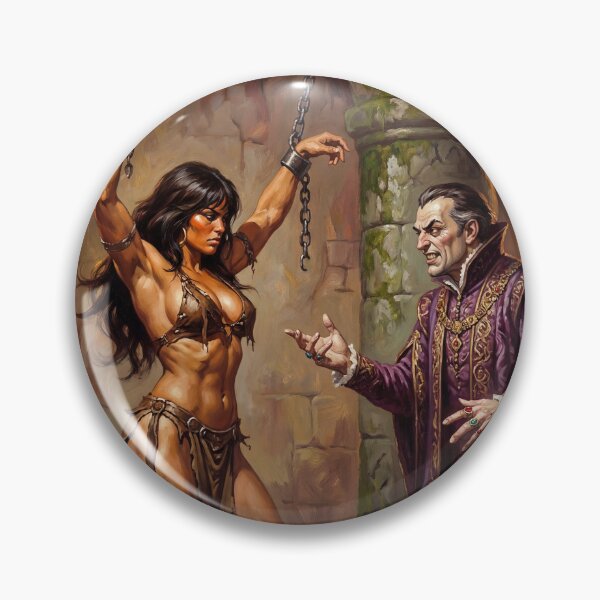 Artikelvorschau, Barbarin von einem bösen Kaufmann gefangen genommen – Illustration im Fantasy-Stil entworfen und verkauft von Vintage Designs +.